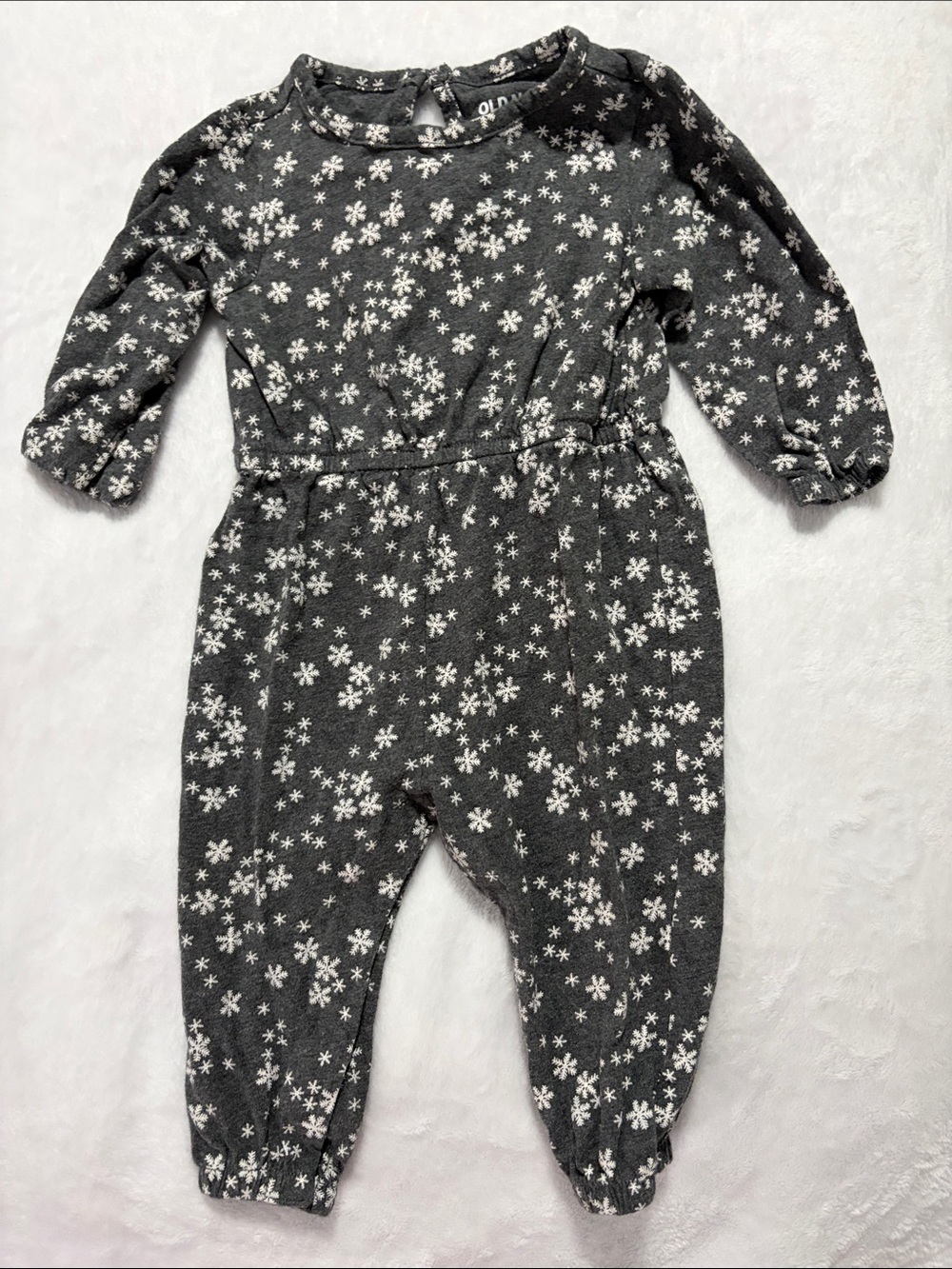 Old Navy Gray Floral Long-Sleeve One-Piece Footie